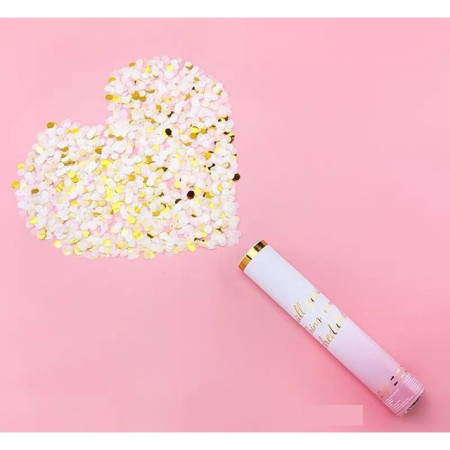 Tun Confetti Petrecere, Cyrax, Lungime 30 cm, Alb/Auriu