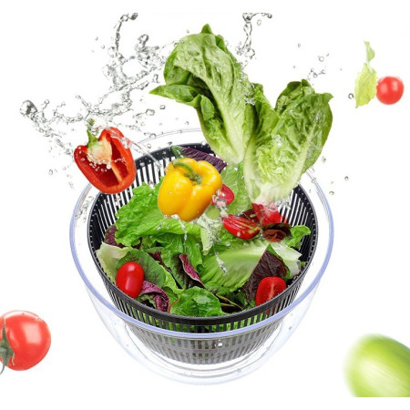 Uscator Manual pentru Salata si Verdeturi, Cyrax, Plastic, 20x20x25 cm, Capacitate 5L, Negru