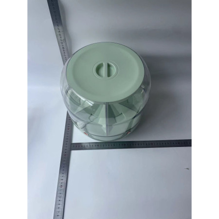 Dozator de cereale Cyrax, rotativ 360, 6 compartimente, capacitate 6 L, rezistent la umezeala, inchidere etansa, verde deschis