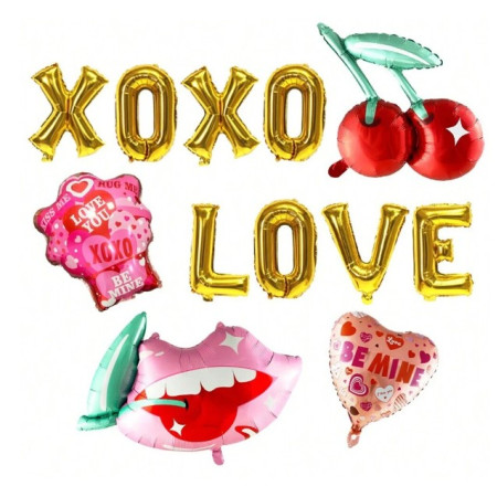 Balon din Folie Metalizata, Cyrax, Figurina Inimioara, Model BE MINE, Tematica Iubire, 45 cm, Ambalaj Individual, Pai Inclus, Umflare cu Aer sau Heliu, Rosu