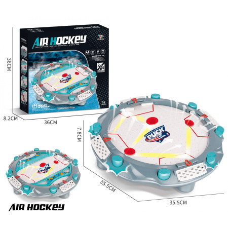 Masa Air Hockey, Cyrax, cu Tabela de Scor, 2 Pucuri, Fara Picioare, din ABS, pentru Adulti/Copii +5 Ani, 35.5 x 7.8 x 35.5 cm, Gri