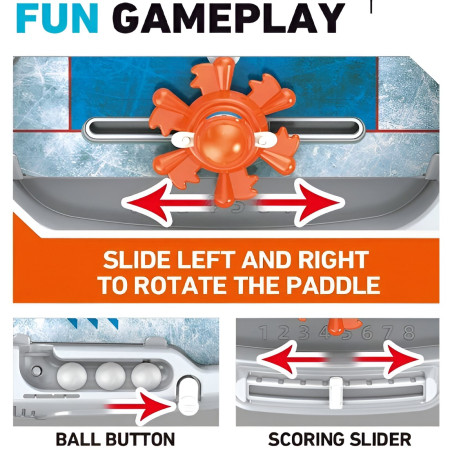 Joc de Masa Interactiv Ice Hockey pentru Copii, Cyrax, 4 Mingi, Tabela Scor, 40.7x27x14.5 cm, Multicolor