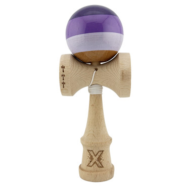 Kendama X Originala, Profesionala, Cyrax, Big Cups V2, Super Sticky Legendary Cupe Mari, Rulment Metalic cu Ata 55 cm, Purpuriu/Mov/Lila