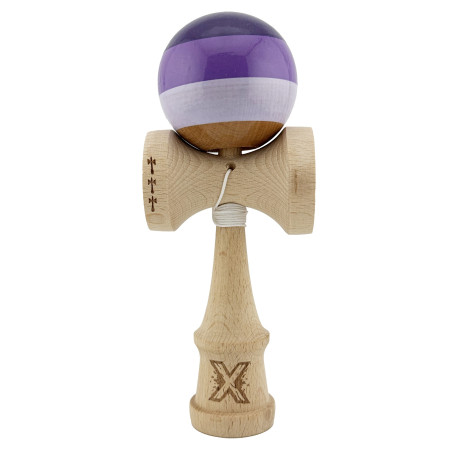 Kendama X Originala, Profesionala, Cyrax, Big Cups V2, Super Sticky Legendary Cupe Mari, Rulment Metalic cu Ata 55 cm, Purpuriu/Mov/Lila