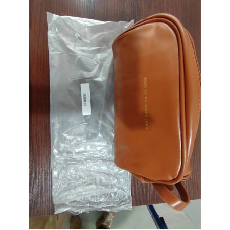 Geanta cosmetice pentru femei Cyrax, material poliuretan, 25 x 14.5 x 14.5 cm, Impermeabila, Maro