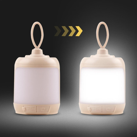 Mini Lampa LED de Camping,  pentru Aer Liber, Reincarcabila USB Type C, 3 Trepte de Lumina, Portabila, 13.8 x 6.5 cm, 5V, Alb