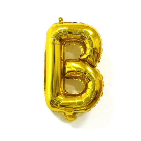 Balon Folie Metalizata Litera B, Cyrax, 80 cm, Umflati cu Heliu sau Aer, Ambalaj Individual, Pai inclus, Auriu