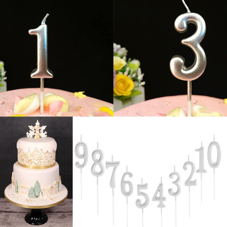 Lumanare de Tort, Cyrax, Model Cifra 1, Party, 4.5 x 2.5 cm, din Parafina, Argintiu