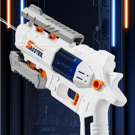 Pistol Manual cu Apa, Cyrax, Jucarie Pistol cu Apa Sigur Pentru Copii, Design Nou S-Shooter Atractiv, 23 x 14.5 cm, Alb