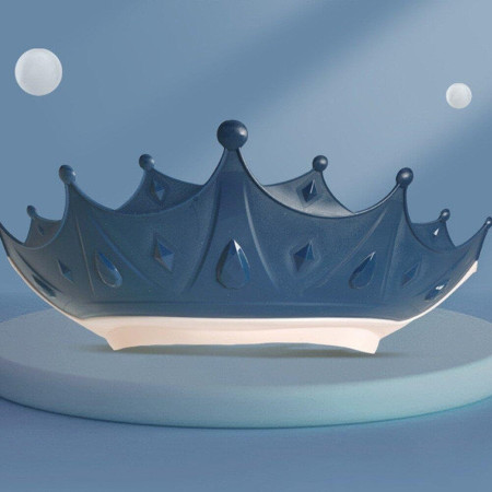 Cyrax Viziera de Protectie Baie Pentru Copii, Fippy, Model Coroana, Dimensiune ajustabila, Durabil, Usor de curatat, Impotriva Samponului, pentru Ochi si Urechi, TPE+PP, 15x13 cm, Albastru Inchis