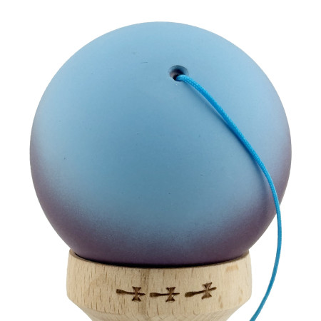 Kendama X Originala, Profesionala, Cyrax, Big Cups V2, Rubber Grip cu Cupe Mari, Rulment Metalic cu Ata 55 cm, Gradient Albastru/Mov/Roz