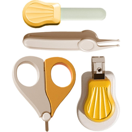 Set Ingrijire Unghii pentru Bebelusi, Cyrax, Cutie de Depozitare in Forma de Ursulet, 10 x 9.5 cm, Galben