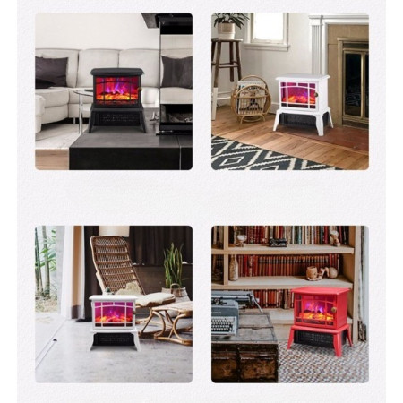 Semineu electric  1500W, cu efect de flacara, 25 x 16 x 25 cm, Alb