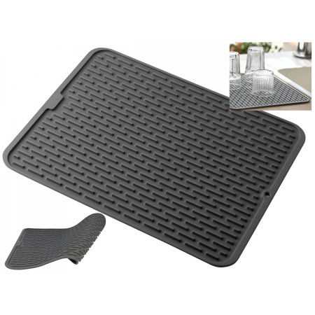 Covoras din Silicon pentru Scurgere Vase, Cyrax, Uz Casnic, Rezistent la Temperaturi Ridicate, Izolator, 43x32.5 cm, Negru