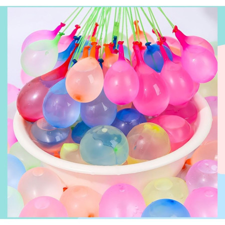 Set 111 Baloane din Latex, Cyrax, Aqua Party, Sistem de Umplere Rapida, 10 cm Diametru, Multicolor