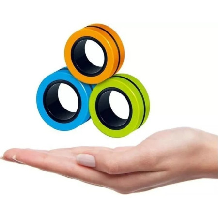 Jucarie antistres Cyrax, inele magnetice, 3 piese, Multicolor