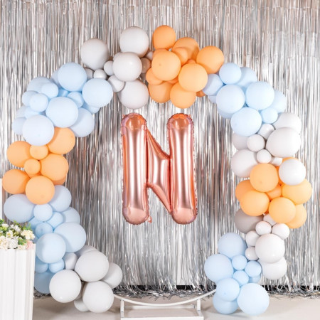 Balon Folie Metalizata Litera N, Cyrax, 100 cm, Umflati cu Heliu sau Aer, Ambalaj Individual, Pai inclus, Rose Gold