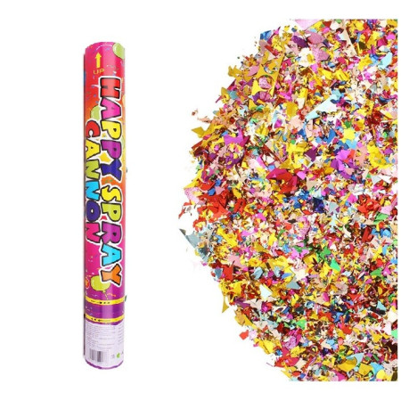 Tub de Confetii, Cyrax, Clasic, 50x5 cm, Confetii Asortate din Plastic, Eliberare prin Rasucire, Multicolor