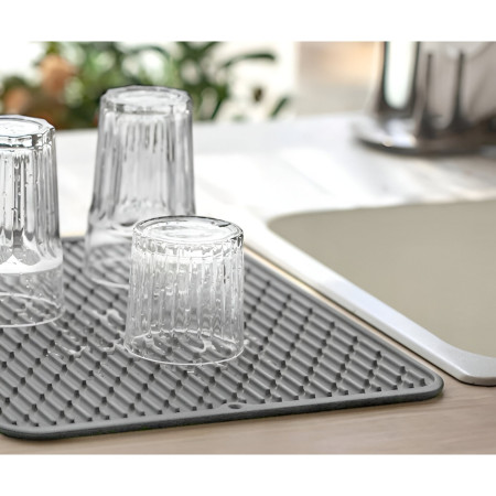 Covoras din Silicon pentru Scurgere Vase, Cyrax, Uz Casnic, Rezistent la Temperaturi Ridicate, Izolator, 43x32.5 cm, Negru