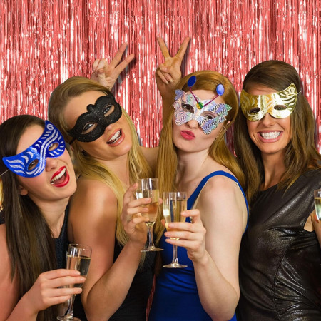 Perdea Franjurata, Cyrax, Model Decor Petrecere, pentru Fundal de Poze, Amenajare Colorata a Petrecerii, Dimensiune 100x200 cm, Rose Gold