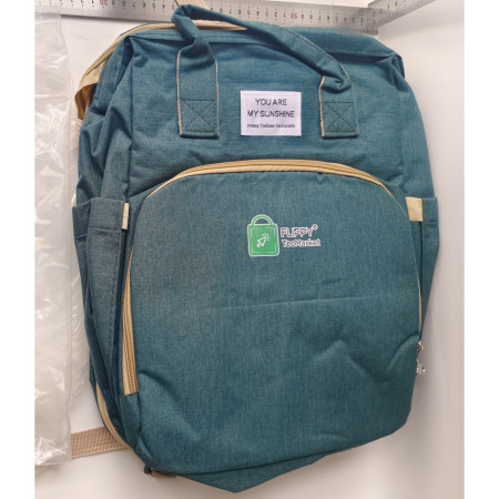 Rucsac Multifunctional pentru Mamici, Cyrax, cu Patut Pliabil si Baza de Schimbat, Rezistent la Apa, Capacitate Mare, Usor, Compartimente Multiple, Buzunar Termic pentru Lapte, 42 x 32 x 22 cm, Verde