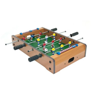 Mini Masa de Fotbal cu Teren si 12 Jucatori Cyrax, 4 Manere, cu Tablou pentru Scor, din Metal, Lemn si ABS, 34.5 x 23 x 7 cm, pentru copii/adulti