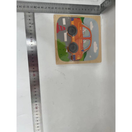 Puzzle Montessori din Lemn pentru Copii, Cyrax, 3D, 0-3 Ani, Model Masina, Educativ, Intuitiv, Creativ, 5 Piese, 15x15x0.5 cm, Multicolor