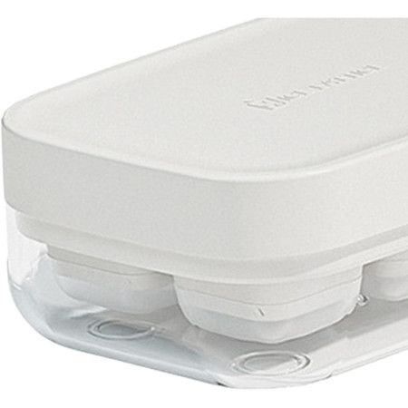 Forma pentru gheata cu presa Cyrax, din silicon alimentar, 6 cuburi, caserola pentru depozitare, usor de folosit si curatat, 10.5 x 7.5 x 4.1 cm, alb