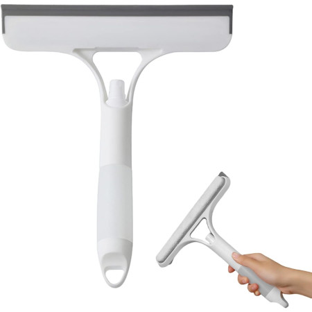 Racleta de Curatare 3 in 1,  Multifunctional, Pentru Casa si Masina, Pulverizator de Spray, Racleta din Silicon si Burete, 21.5 x 25.7 cm, Alb