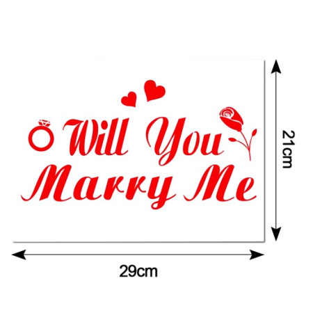 Sticker Autocolant, Cyrax, Tematica Nunta, Model Scris Will You Marry Me, 21x29 cm, Rosu