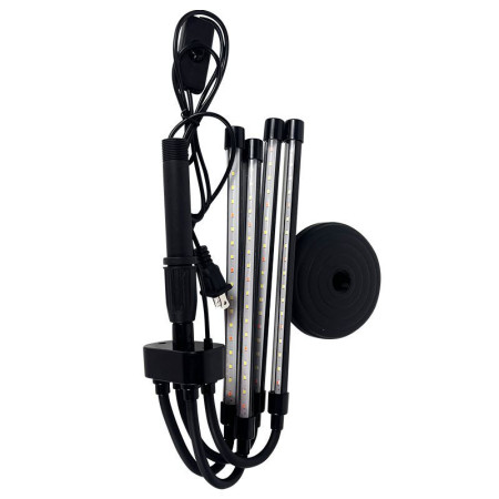 Lampa UV pentru cresterea plantelor,  conectare la retea, 20W, 4 capete, 72 LED-uri, ajustabila pana la 66.5 cm, Lumina Alb Mov 