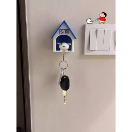 Suport de Chei,  Model Casuta si Breloc Caine Alb, 7x6x4cm