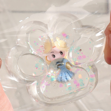 Jucarie Antistres Squishy, Cyrax, Labuta de Pisica Pufoasa, cu Revenire Lenta, 7 x 6.5 cm, Model Printesa, Multicolor