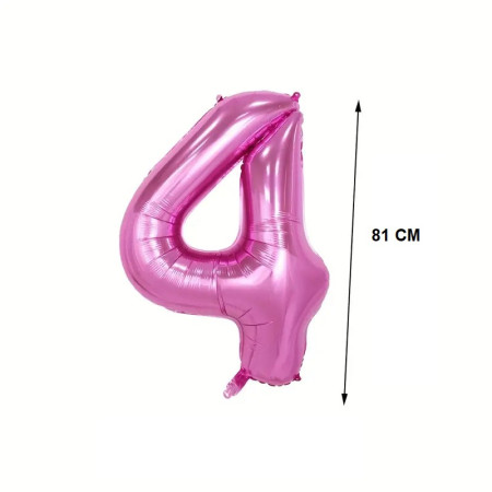 Balon din Folie Cyrax, Cifra 4, 81 cm, Pentru Aer sau Heliu, Bulk, Mov