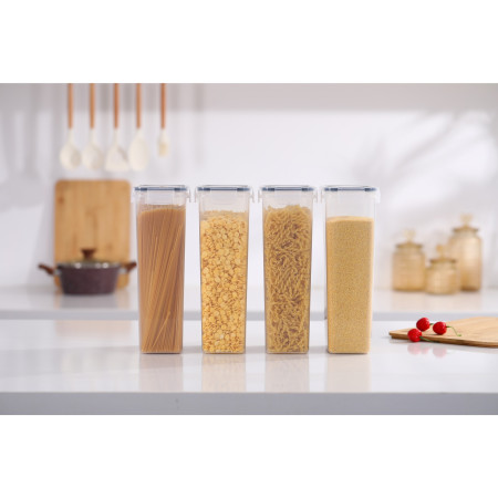 Set 4 Recipiente din Plastic, Cyrax, pentru Alimente/Obiecte, Inchidere Ermetica, 4 x 2.8l, Transparent