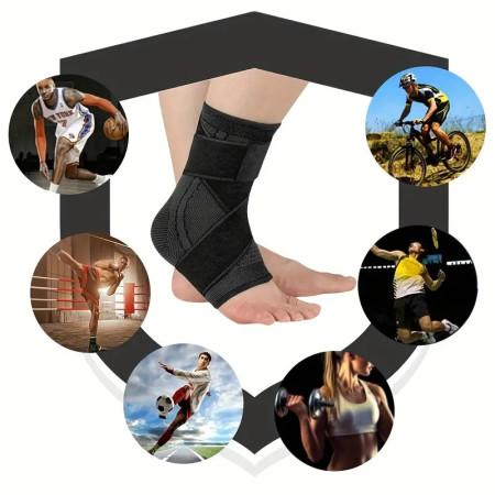 Orteza pentru Glezna, Cyrax, cu Benzi Elastice de Fixare, 24 x 10.5 cm, din Nailon, Negru/Verde