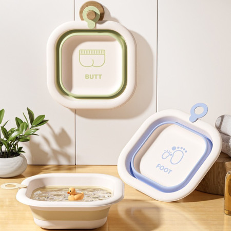 Cada Pliabila pentru Baie pentru Copii, Cyrax, Cadita pentru Bebelusi, Model Patrat pentru Picioare, Albastru, 30x30x3.5 cm, 3.5 L