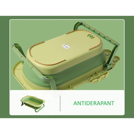 Cada Pliabila pentru Baie, Cyrax, din PP+TPR, pentru Copii 0-6 Ani, Model Crocodil, Dop de Scurgere, 80x54x21 cm, Verde