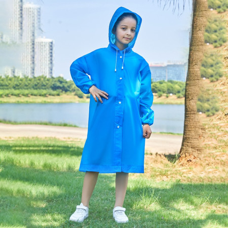 Pelerina de Ploaie,  pentru Copii 100-145 cm, din EVA, Impermeabila, Inchidere cu Capse, Albastru