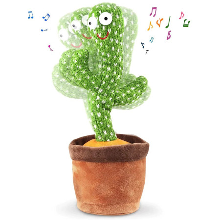 Jucarie Cactus Dansator Cyrax, Canta, Danseaza, Imita, Distractiv, Verde, 37cm