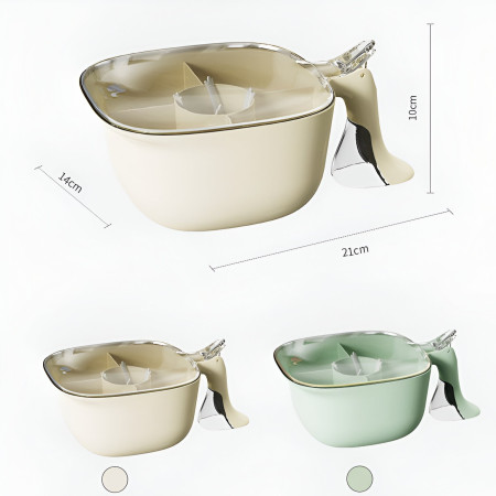 Cutie de Depozitare a Condimentelor, Cyrax, de Uz Casnic, cu Maner Stabil, cu Capac, 4 Compartimente Principale, 21 x 14 x 10 cm, Crem