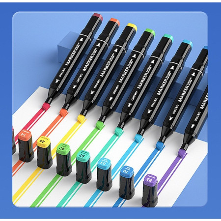 Set 60 Markere, Cyrax, pe Baza de Ulei, Dublu Capat, Subtire 1mm si Gros 6 mm, Geanta Depozitare, 15 cm, Multicolor