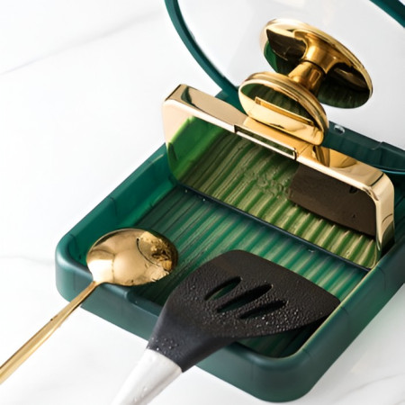 Suport Pliabil, Cyrax, pentru Capace, Linguri, Multifunctional, Plasare pe Blatul de Bucatarie, 18.9x16.2x2.6 cm, Verde