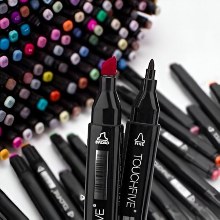 Set 168 Markere Duble, Cyrax, pe Baza de Alcool, Geanta Impermeabila Inclusa, Culori Numerotate, 23 x 16 x 20 cm, Multicolor