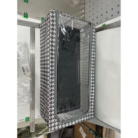 Cutie Depozitare cu Cadru Metalic,  pentru Incaltaminte, Haine, Lingerie, Fermoar Calitativ, Fereastra Transparenta, Manere Laterale, 60 x 30 x 16 cm, Alb Negru