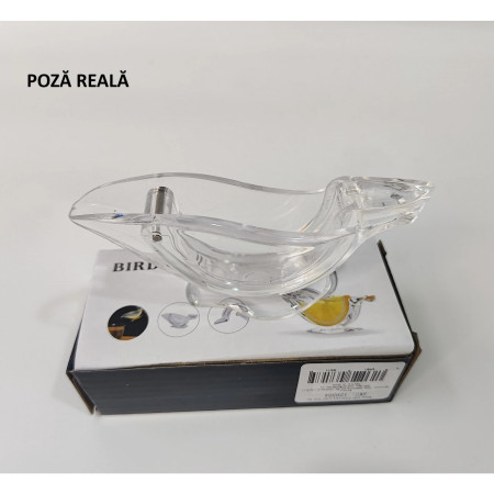 Storcator de Citrice Manual, Cyrax, Rezistente, Usor de Folosit si Depozitat, Durabil, Calitativ, 12x5cm, Model Pasare, Transparent