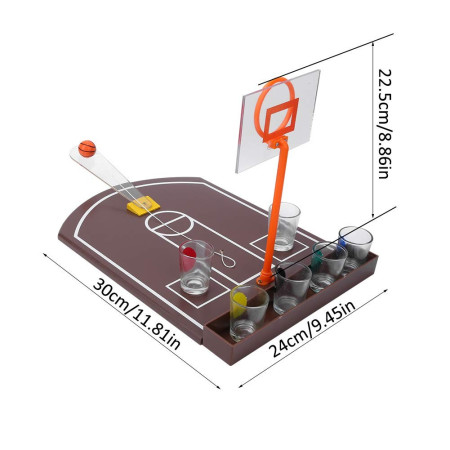 Joc de baut tip baschet Cyrax, arunca mingea si accepta provocarea, pahare de shot din sticla, 30 x 22.5 x 24 cm, multicolor