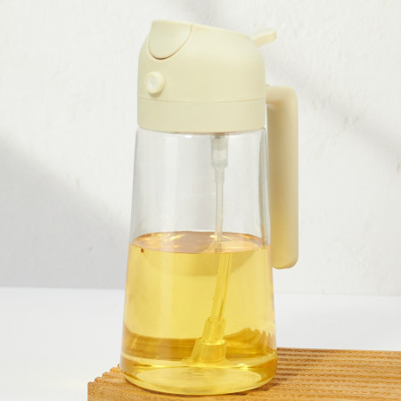 Recipient Ulei 2 in 1, Cyrax, Functie Spray & Turnare, din Sticla, Fara Scurgere, 18.5 x 7.7 cm, 470 ml, Alb