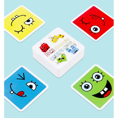 Jucarie Pentru Copii Montessori Cyrax, Cub din Lemn, Asamblare Fete, 64 de Carti Distractive, pentru Baieti si Fete, Varsta +3 ani, Educativ, Cutie din Aluminiu, 13.5 x 4 x 9 cm, multicolor