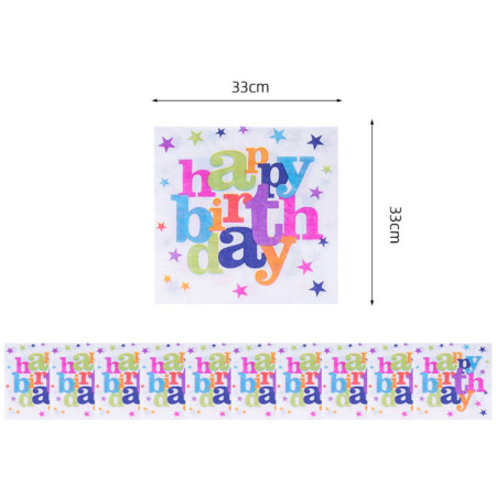 Set 10 Servetele Happy Birthday, Cyrax, pentru Petrecere, Tematica Aniversare, 33x33 cm, Multicolor